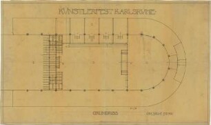 Billing, Hermann; Karlsruhe; Künstlerfest 1901 in der Festhalle, Ausstattung; Umbau Festhalle - Grundriss