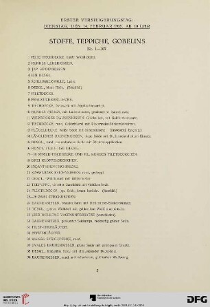 Stoffe, Teppiche, Gobelins (Nr.1-107)