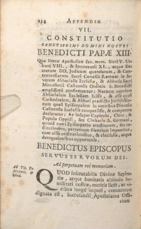 VII. Constitutio Sanctissimi Domini Nostri Benedicti Papae XIII.