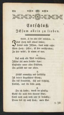 Entschluß, Jesum allein zu lieben.