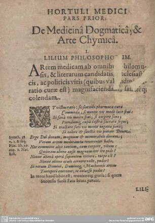 I. Lilium Philosophorum.