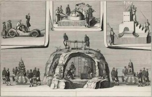 Künstlicher Berg, Maschinen und Erzstufen beim Saturnfest 1719 im Plauenschen Grund