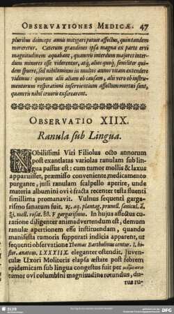 Observatio XIIX. Ranula sub Lingua