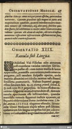 Observatio XIIX. Ranula sub Lingua