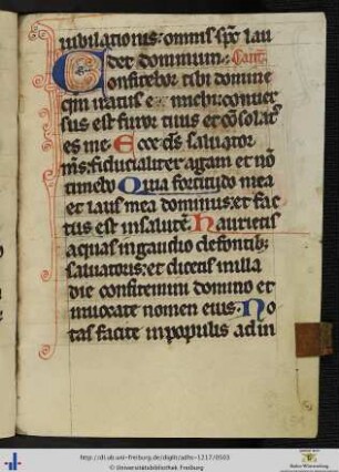 Laudes Cantica von Montag bis Sonntag, Te deum, Benedictus, Magnificat, Nunc dimittis, Pater noster, Credo und Quicumque.