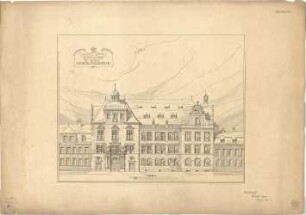 Bestelmeyer, German; Regierungsgebäude, Prüfung 1900 (Staatsbaudienstprüfung Bestelmeyers) - Hauptfassade (Ansicht)