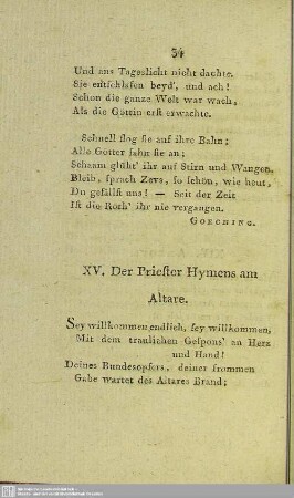 XV. Der Priester Hymens am Altare