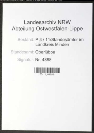 Sterberegister Standesamt Oberlübbe