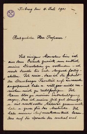 Brief vom 04.07.1901