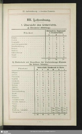 III. Lehrordnung
