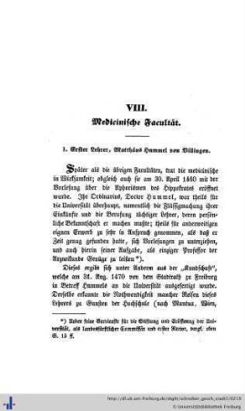 VIII. Medicinische Fakultät.
