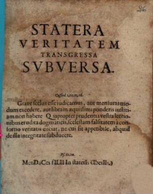 Statera Veritatem Transgressa Subversa