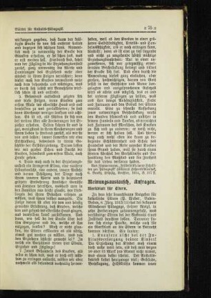 Meinungsaustausch, Anfragen : Merkblatt für Eltern