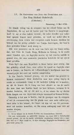 LV. De Gouverneur van Java van Overstraten aan Zyn Hoog Edelheid Nederburgh. (Uittreksel.) Samarang, 9 Mei 1796