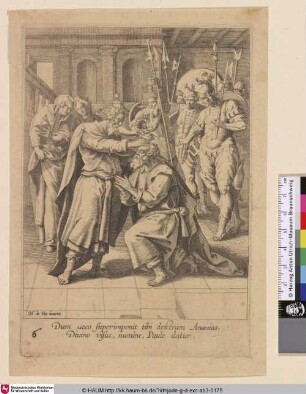 [Paulus wird von Hananias von seiner Blindheit geheilt; Paul Cured of his Blindness by Ananias]