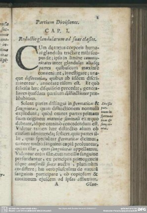 Cap. I. Reductio glandularum ad suas claßes