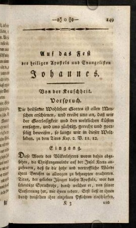 149-170, Auf das Fest des heiligen Apostels und Evangelisten Johannes