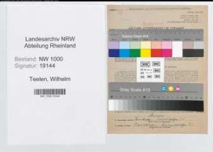 Entnazifizierung Wilhelm Teelen, geb. 25.10.1895 (Rangiermeister)