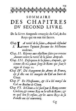 Sommaire Des Chapitres Dv Second Livre.