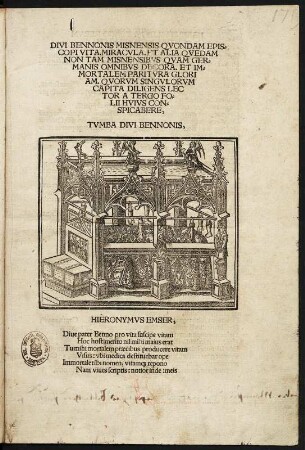 Titelblatt. Divi Bennonis Misnensis quondam episcopi vita, miracula et alia quedam