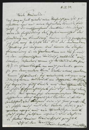 Brief von Josef Block an Margarete Hauptmann