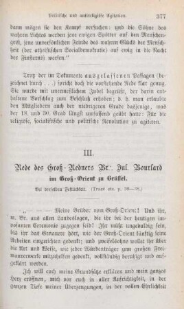 III. Rede des Groß-Redners Br.* Jul. Bourlard im Groß-Orient zu Brüssel.