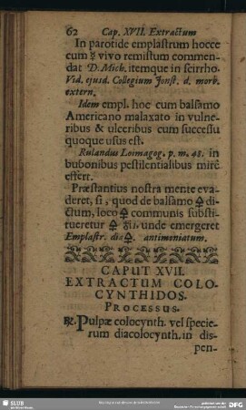 Caput XVII. Extractum Colocynthidos