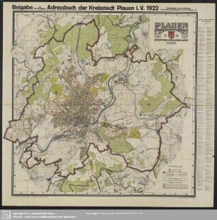 Karte : Beigabe zur 33. Ausgabe Adressbuch der Kreisstadt Plauen i. V. 1922