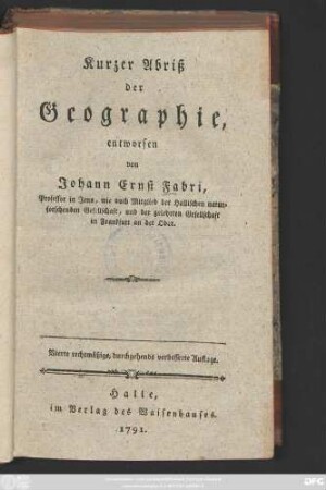 Kurzer Abriß der Geographie