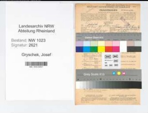Entnazifizierung Josef Gryschek , geb. 10.04.1899 (Verw.Angest.)