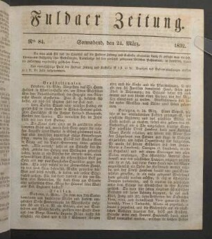Sonnabend, den 24. März. 1832