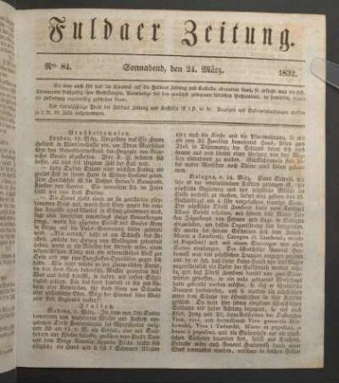 Sonnabend, den 24. März. 1832