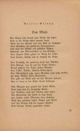 Dritter Gesang. Das Mahl