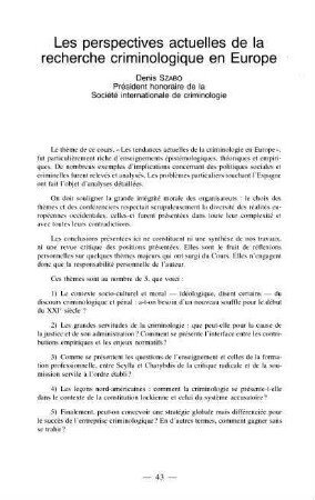 43-54, 4. Les perspectives actuelles de la recherches criminologique en Europe