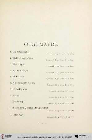 Ölgemälde (Nr. 1-131)