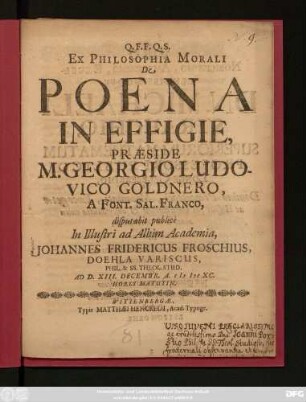 Ex Philosophia Morali De Poena In Effigie