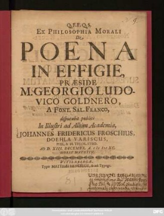 Ex Philosophia Morali De Poena In Effigie