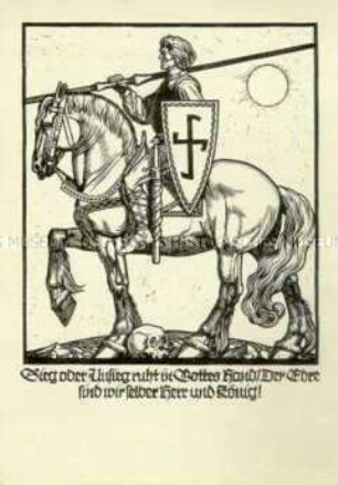 Postkarte mit Ritter und Spruch