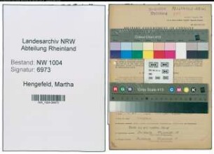Entnazifizierung Martha Hengefeld , geb. 22.02.1888 (Postassistentin)