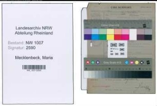 Entnazifizierung Maria Mecklenbeck , geb. 15.06.1899 (Lehrer)