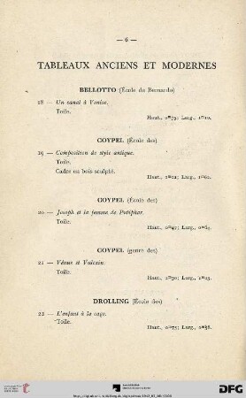 Tableaux Anciens Et Modernes  (Nr. 18-91)
