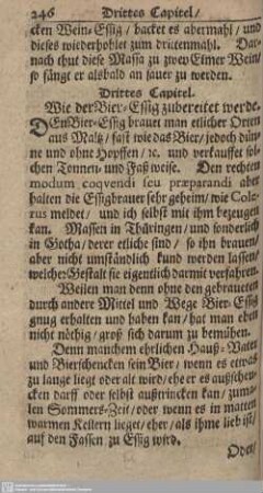 Drittes Capitel. Wie dier Bier-Essig zubereitet werde.