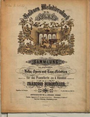 Goldenes Melodieenbuch für die Jugend : Slg. von ausgew. Volks-, Opern- u. Tanz-Melodieen für d. Pianoforte zu 4 Hdn.. 2. Nr. 21-36. - Pl.Nr. 9005. - 27 S.