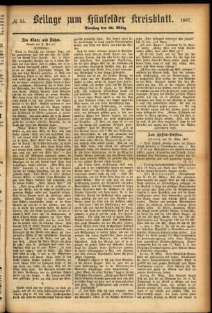 Zweite Ausgabe vom Dienstag, den 30. März 1897.