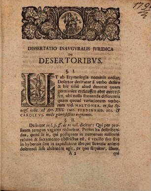 Dissertatio inauguralis iuridica de desertoribus