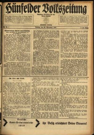 Ausgabe vom Freitag, den 28. November 1919.