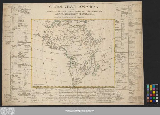 General Charte Von Afrika : welche Die Haupt Landschaften Enthælt, Woraus Dieser Welttheil Bestehet, Und Ihre Eintheilung In Staaten Und Provinzen, Nebst Sowohl Merckwürdigen Als Nuzbaren Anmerckungen