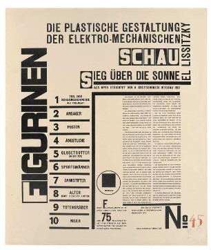 Die plastische Gestaltung der elektro-mechanischen Schau. Sieg über die Sonne: Textblatt