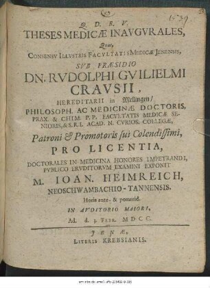 Theses Medicae Inaugurales