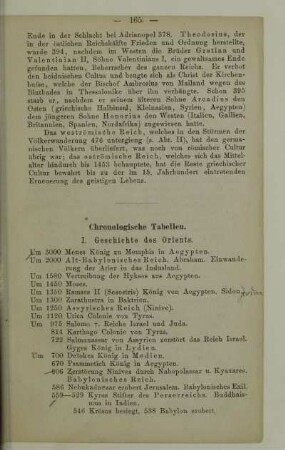 Chronologische Tabellen